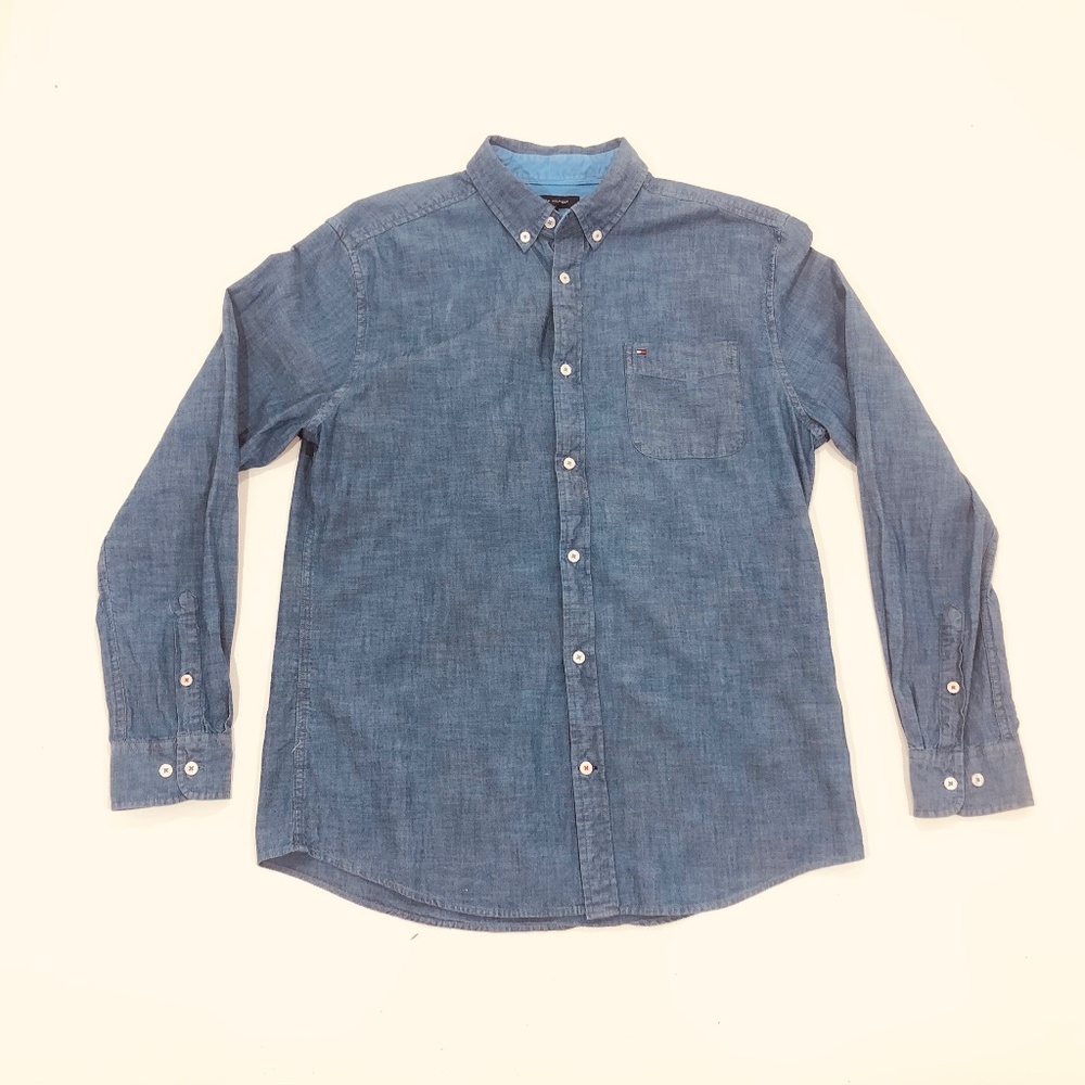 Tommy Hilfiger Denim Button Down Shirt Indigo Larg